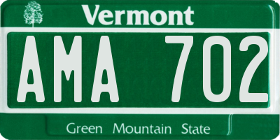 VT license plate AMA702