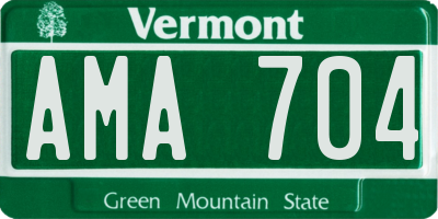 VT license plate AMA704
