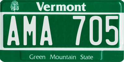 VT license plate AMA705