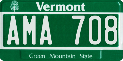 VT license plate AMA708