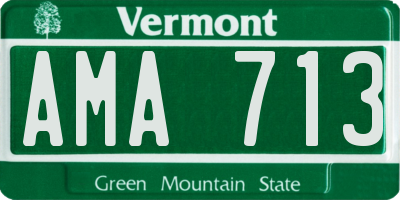 VT license plate AMA713