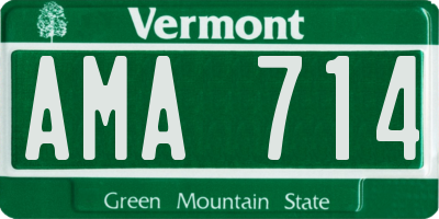 VT license plate AMA714