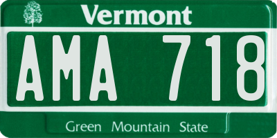 VT license plate AMA718