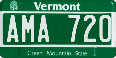 VT license plate AMA720