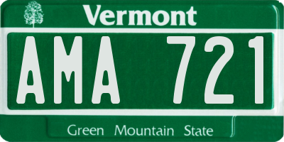 VT license plate AMA721