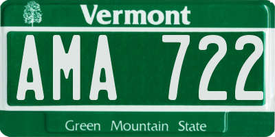 VT license plate AMA722