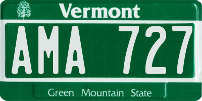 VT license plate AMA727