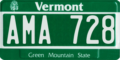 VT license plate AMA728