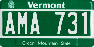VT license plate AMA731
