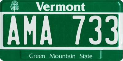 VT license plate AMA733
