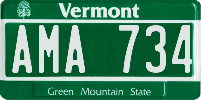 VT license plate AMA734