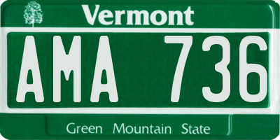 VT license plate AMA736