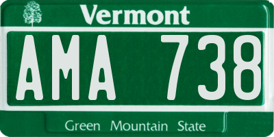 VT license plate AMA738