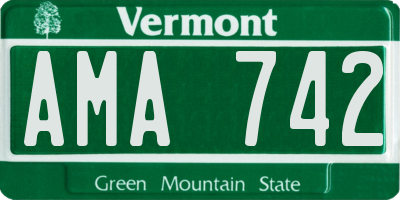 VT license plate AMA742