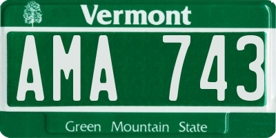 VT license plate AMA743