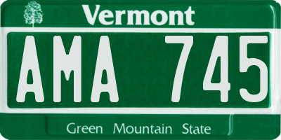 VT license plate AMA745