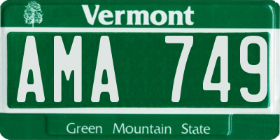 VT license plate AMA749