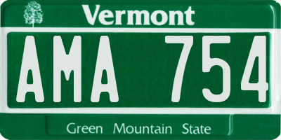 VT license plate AMA754