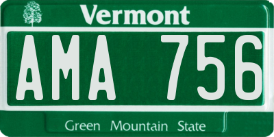 VT license plate AMA756