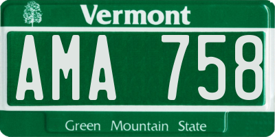 VT license plate AMA758