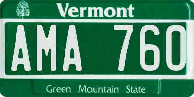 VT license plate AMA760