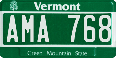 VT license plate AMA768