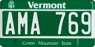 VT license plate AMA769