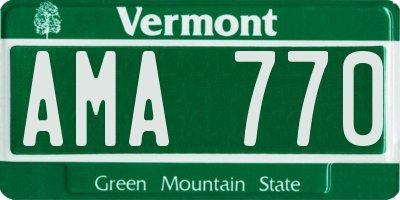 VT license plate AMA770