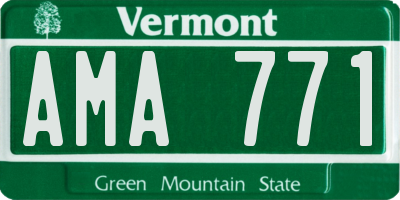 VT license plate AMA771