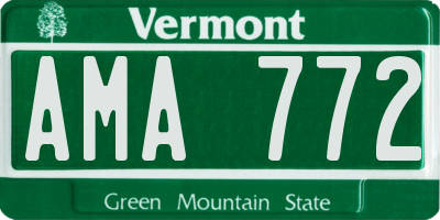 VT license plate AMA772