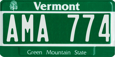 VT license plate AMA774