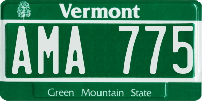 VT license plate AMA775