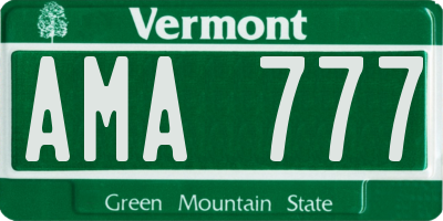 VT license plate AMA777