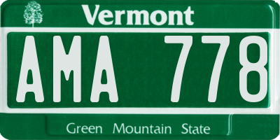 VT license plate AMA778