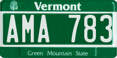 VT license plate AMA783