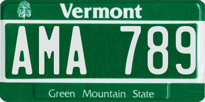 VT license plate AMA789