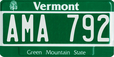 VT license plate AMA792