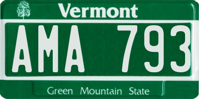 VT license plate AMA793