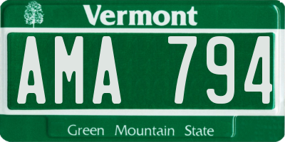 VT license plate AMA794