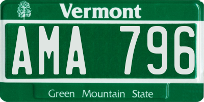 VT license plate AMA796