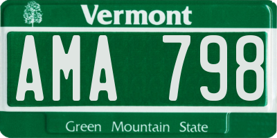 VT license plate AMA798