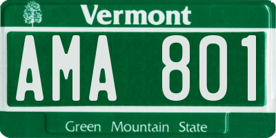 VT license plate AMA801