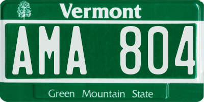VT license plate AMA804
