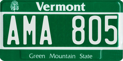 VT license plate AMA805