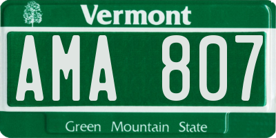 VT license plate AMA807