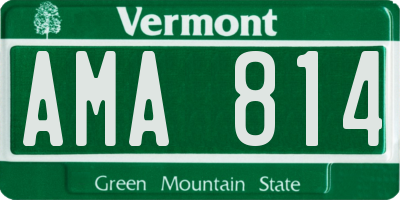 VT license plate AMA814