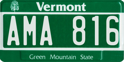 VT license plate AMA816