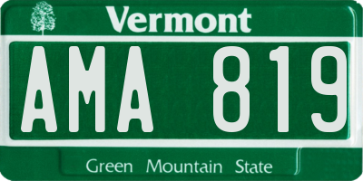 VT license plate AMA819
