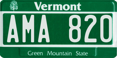 VT license plate AMA820