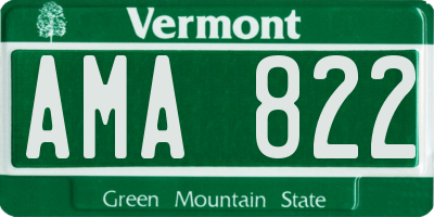 VT license plate AMA822